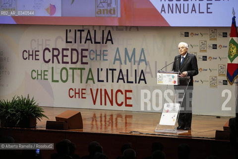 30/10/2015 Torino, cerimonia di chiusura della 32a assemblea ANCI, nella foto il presidente della Repubblica Sergio Mattarella ©Alberto Ramella/Rosebud2