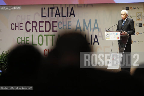 30/10/2015 Torino, cerimonia di chiusura della 32a assemblea ANCI, nella foto il presidente della Repubblica Sergio Mattarella ©Alberto Ramella/Rosebud2