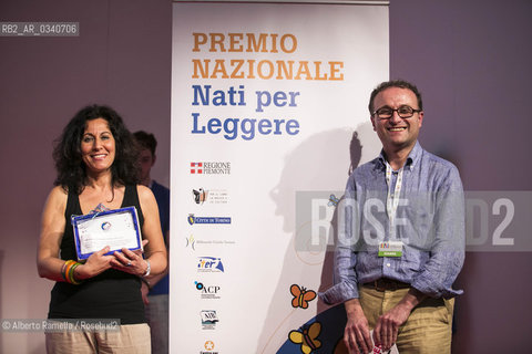 14/05/2015 Torino, Lingotto Fiere. Salone del Libro, premiazione concorso Nati per Leggere. nella foto Eva Rasano e Paolo Bernardi ©Alberto Ramella/Rosebud2