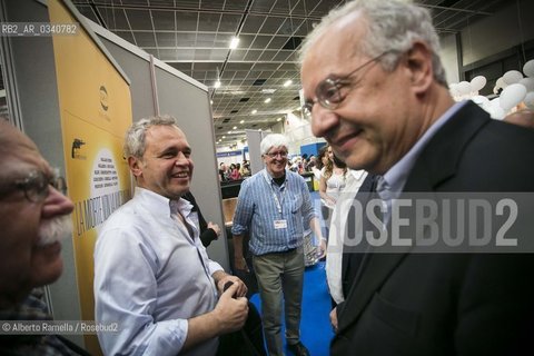 16/05/2015 Torino, Lingotto Fiere. Salone del Libro, nella foto Enrico Mentana e Walter Veltroni ©Alberto Ramella/Rosebud2