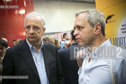 16/05/2015 Torino, Lingotto Fiere. Salone del Libro, nella foto Enrico Mentana e Walter Veltroni ©Alberto Ramella/Rosebud2