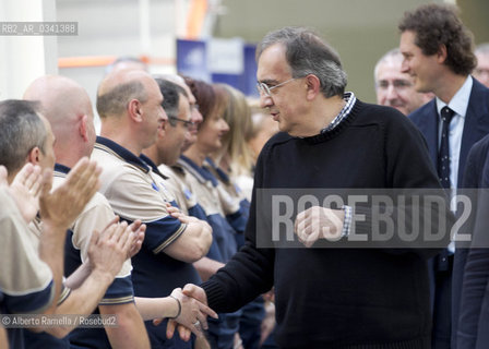 30.06.14, Grugliasco (To), Stabilimento Maserati, Ass Annuale Confindustria Torino - nella foto: Catena di montaggio Maserati, Sergio Marchionne e John P Elkanno in visita allo Stabilimento ©Alberto Ramella/Rosebud2