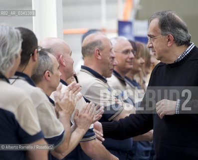 30.06.14, Grugliasco (To), Stabilimento Maserati, Ass Annuale Confindustria Torino - nella foto: Catena di montaggio Maserati, Sergio Marchionne e John P Elkanno in visita allo Stabilimento ©Alberto Ramella/Rosebud2