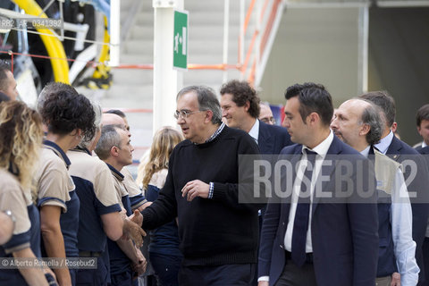 30.06.14, Grugliasco (To), Stabilimento Maserati, Ass Annuale Confindustria Torino - nella foto: Catena di montaggio Maserati, Sergio Marchionne e John P Elkanno in visita allo Stabilimento ©Alberto Ramella/Rosebud2