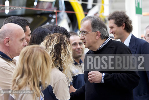 30.06.14, Grugliasco (To), Stabilimento Maserati, Ass Annuale Confindustria Torino - nella foto: Catena di montaggio Maserati, Sergio Marchionne e John P Elkanno in visita allo Stabilimento ©Alberto Ramella/Rosebud2