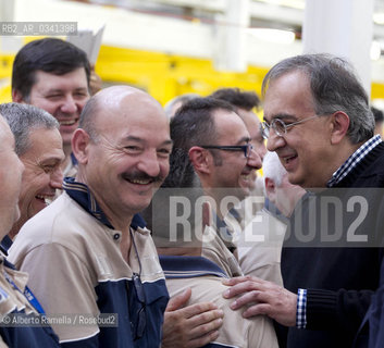 30.06.14, Grugliasco (To), Stabilimento Maserati, Ass Annuale Confindustria Torino - nella foto: Catena di montaggio Maserati, Sergio Marchionne e John P Elkanno in visita allo Stabilimento ©Alberto Ramella/Rosebud2