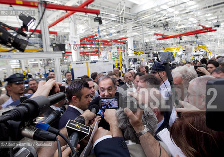 30.06.14, Grugliasco (To), Stabilimento Maserati, Ass Annuale Confindustria Torino - nella foto: Catena di montaggio Maserati, Sergio Marchionne e John P Elkanno in visita allo Stabilimento ©Alberto Ramella/Rosebud2