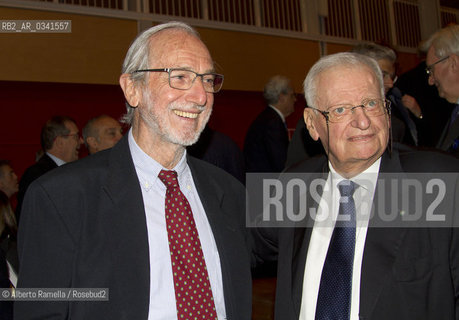 10.04.15, TORINO, Inaugurazione grattacielo CENTRO DIREZIONALE INTESA SANPAOLO, nella foto: Enrico Salza e Renzo PIano ©Alberto Ramella/Rosebud2