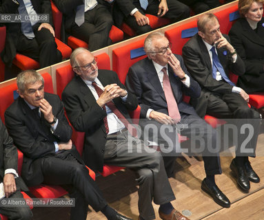 10.04.15, TORINO, Inaugurazione grattacielo CENTRO DIREZIONALE INTESA SANPAOLO, nella foto: cerimonia inaugurazione, Sergio Chiuamparino, Renzo Piano, Andrea Bazoli, Piero Fassino ©Alberto Ramella/Rosebud2