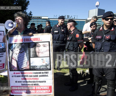 30.06.14, Grugliasco (To), Stabilimento Maserati, Ass Annuale Confindustria Torino - nella foto: proteste FION davanti lo Stabiimento della Maserati ©Alberto Ramella/Rosebud2