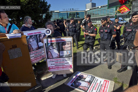 30.06.14, Grugliasco (To), Stabilimento Maserati, Ass Annuale Confindustria Torino - nella foto: proteste FION davanti lo Stabiimento della Maserati ©Alberto Ramella/Rosebud2