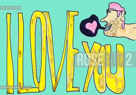 cartoons art work illustration-i love you - hearth ©Alberto Ramella/Rosebud2