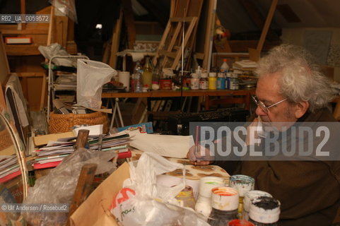 French painter Henri Cueco, in his studio. Paris, November 10, 2003. ©Ulf Andersen/Rosebud2