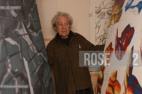 French painter Henri Cueco, in his studio. Paris, November 10, 2003. ©Ulf Andersen/Rosebud2