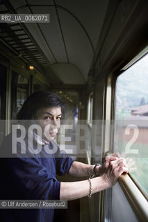 American writer Patricia Highsmith at home and in the train between Lugano and Zurich. Lugano, September 5, 1987 - ©Ulf Andersen/Rosebud2