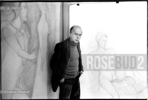 Pierre Klossowski ( 1905-2001), French painter and writer in his studio. Paris, March 3, 1982 - ©Ulf Andersen/Rosebud2