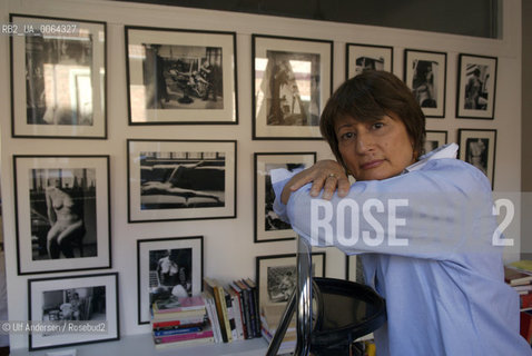 French writer Catherine Millet with pictures of her by Jacques Henric. Paris, July 14, 2008 - ©Ulf Andersen/Rosebud2