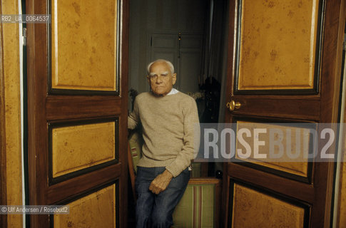 Italian writer Alberto Moravia ( 1907-1990). Paris, May 22, 1989 - ©Ulf Andersen/Rosebud2