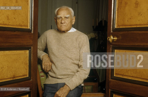 Italian writer Alberto Moravia ( 1907-1990). Paris, May 22, 1989 - ©Ulf Andersen/Rosebud2