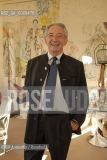 Greek writer Michel de Grece at home in Paris, with art works from Nikki de Saint Phalle and a painting by Larry Rivera representing Michel and different historicalroyalties in europe. Michel de Grece is still greek but descent from a danish king . Paris, March 1, 2007. ©Ulf Andersen/Rosebud2