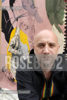 Russian writer Zakhar Prilepine with a painting from Fiona Valentine Thomann. Lyon, May 31, 2012 - ©Ulf Andersen/Rosebud2