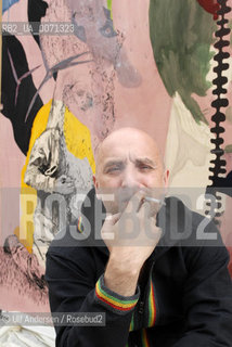 Russian writer Zakhar Prilepine with a painting from Fiona Valentine Thomann. Lyon, May 31, 2012 - ©Ulf Andersen/Rosebud2