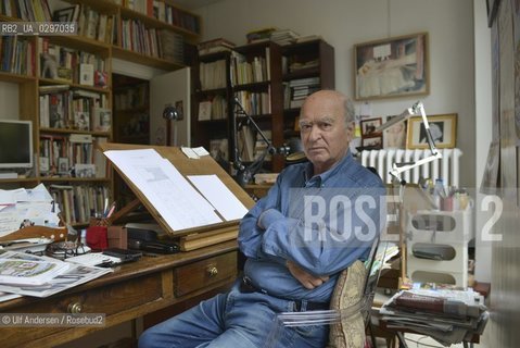 Georges Wolinski, French cartoonist at home in 2014. ©Ulf Andersen/Rosebud2
